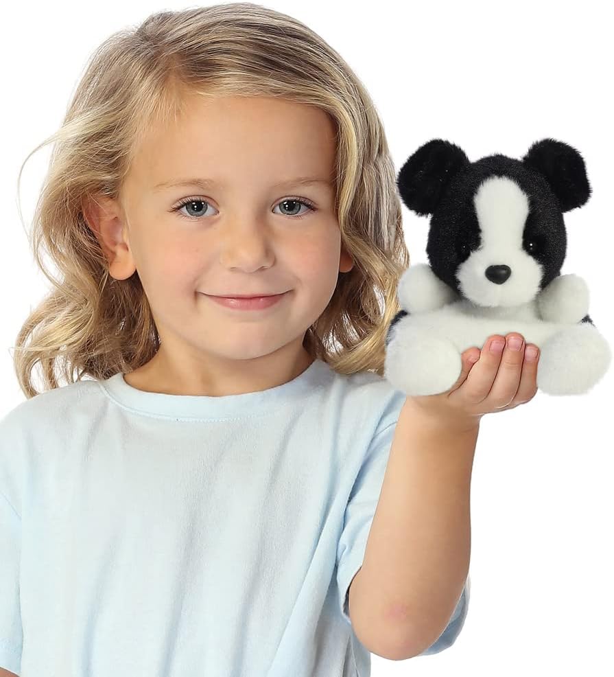 Aurora, 33534, Palm Pals Brodie Collie Dog, 5In, Soft Toy, Black & White