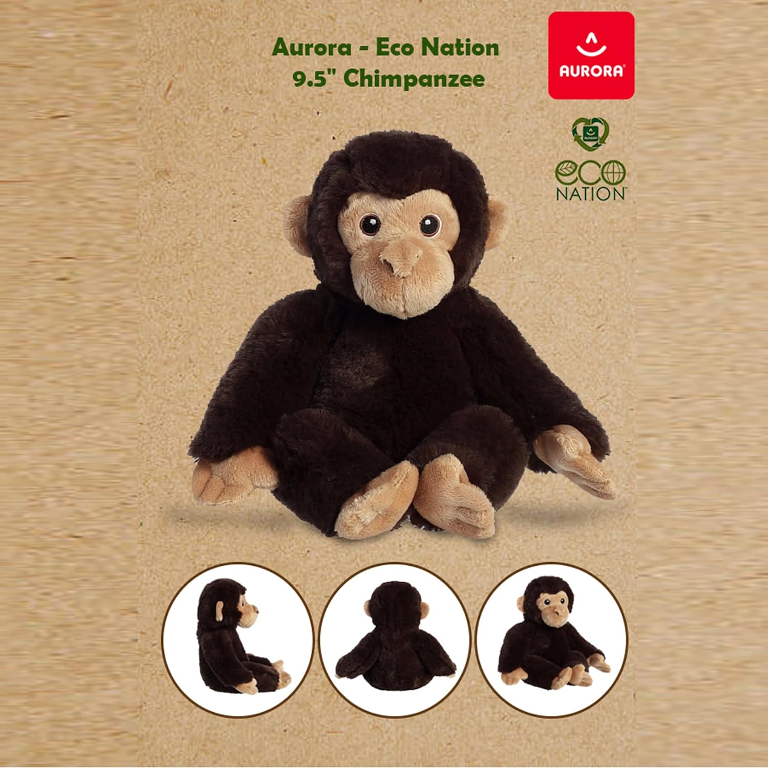 Aurora, 35032, Eco Nation Chimpanzee, 9.5In, Soft Toy, Brown