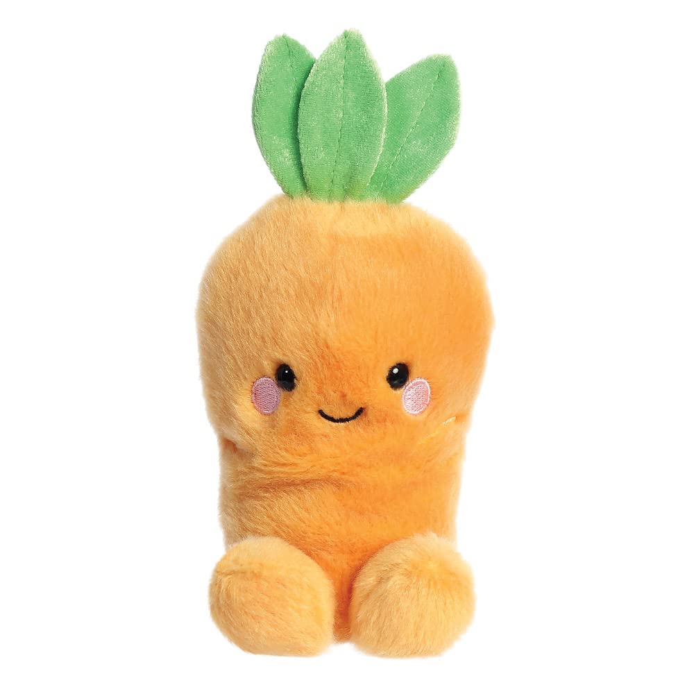Aurora World- Aurora, 82054, Palm Pals Alegre Zanahoria, 13cm, Peluche ecológico, Naranja, Color