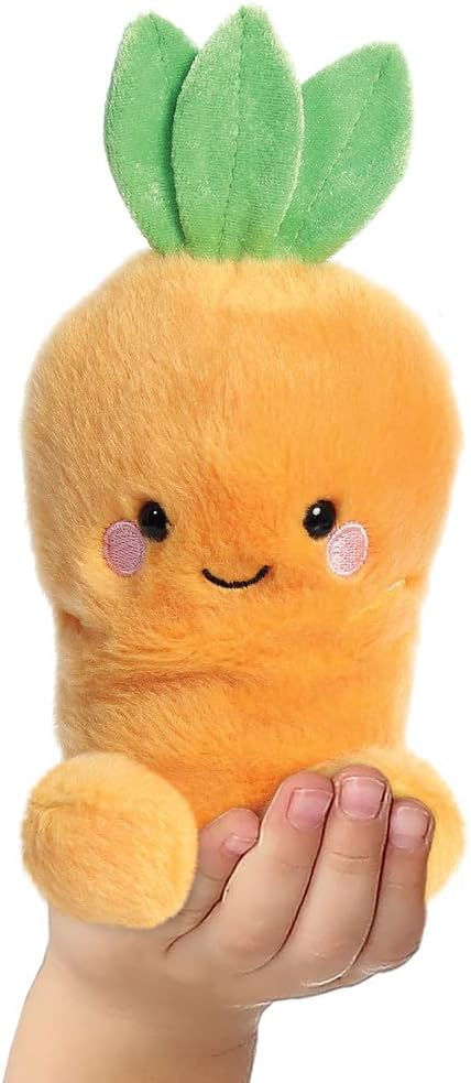 Aurora World- Aurora, 82054, Palm Pals Alegre Zanahoria, 13cm, Peluche ecológico, Naranja, Color