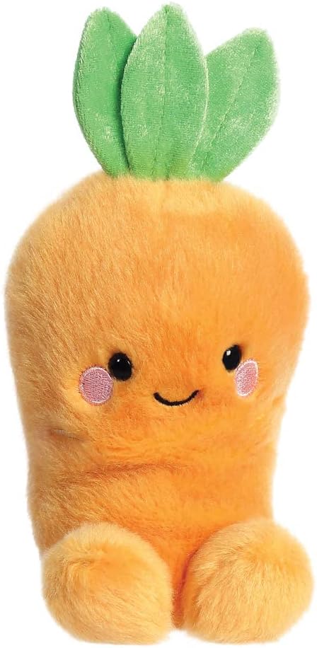 Aurora World- Aurora, 82054, Palm Pals Alegre Zanahoria, 13cm, Peluche ecológico, Naranja, Color