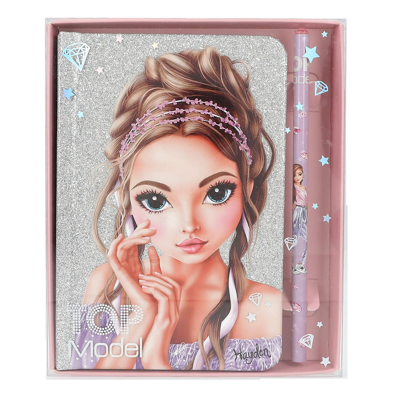 Depesche 12645 TOPModel Glitter Queen - notitieboek en potlood geschenkset, gelinieerde pagina's en glitterende kaft
