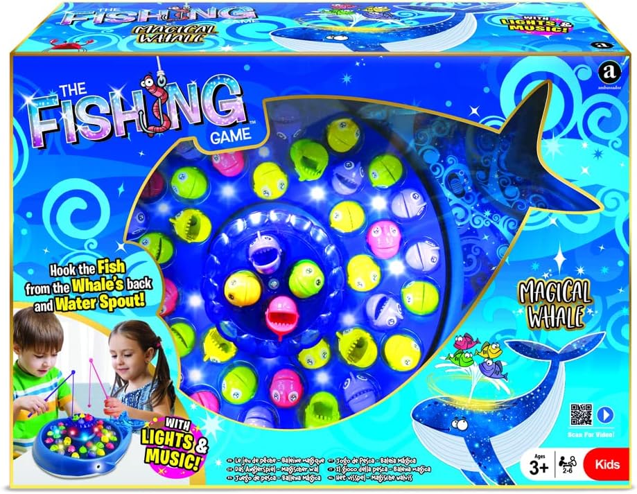 Merchant Ambassador - Magical Whale Fishing Game mit LED-Lichtern und Musik - Angelspiel für Kinder