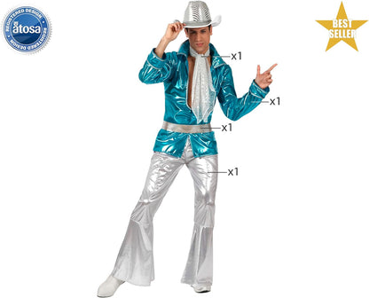 Atosa Men's Blue Disco Costume