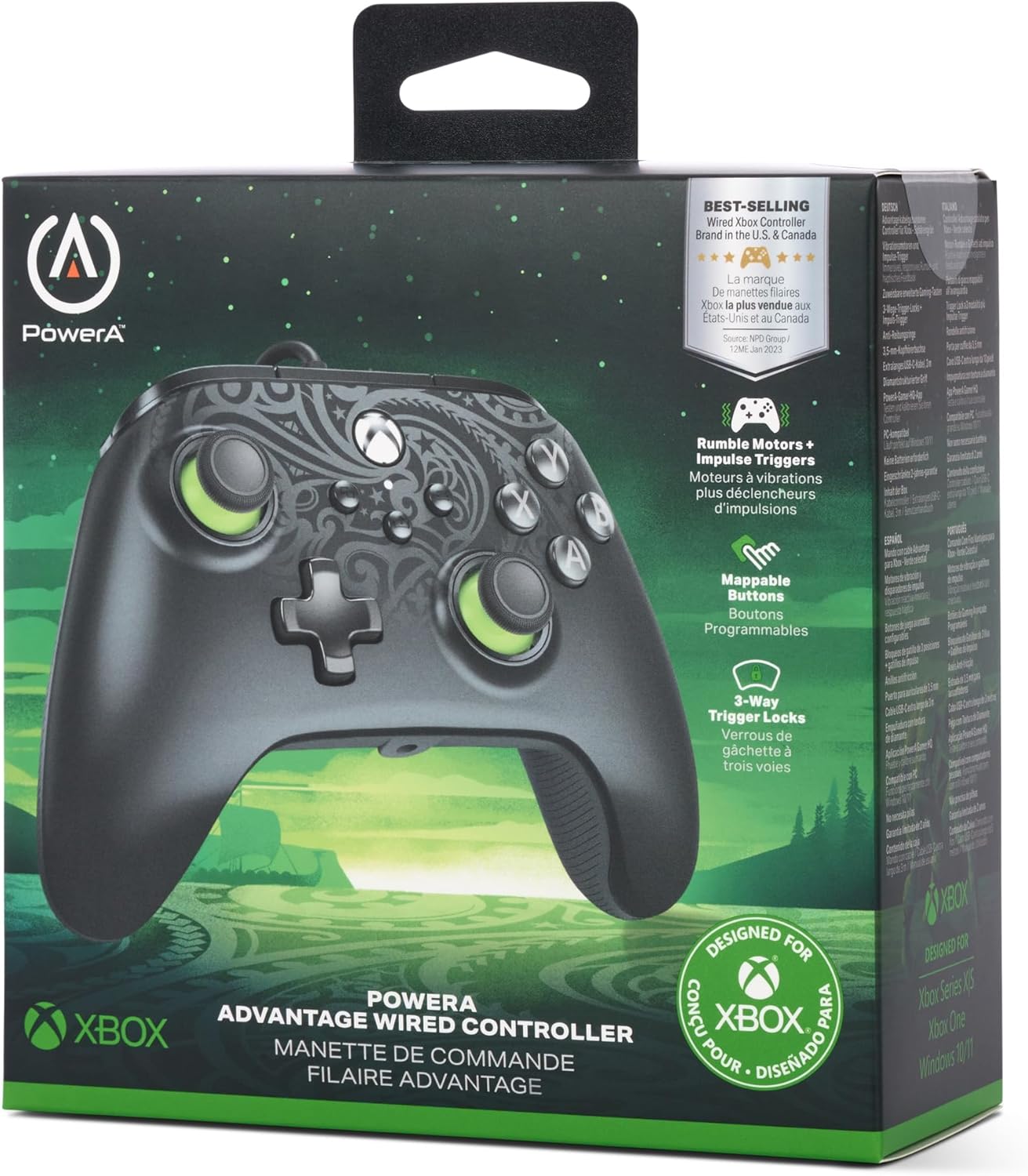 PowerA Advantage Wired Controller for Xbox Series X|S, Wired Video Game Controller, Gamepad for Xbox X and S, Officially Licenced by Xbox, 2 Years Manufacturer Warranty- Celestial Green