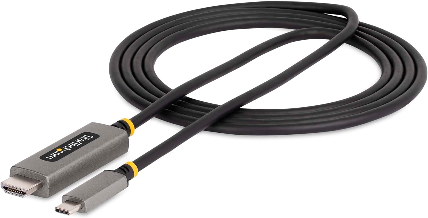 StarTech.com 6ft (2m) USB-C to HDMI Adapter Cable, 8K 60Hz, 4K 144Hz, HDR10, USB Type-C to HDMI 2.1 Video Converter Cable, USB-C DP Alt Mode/USB4/Thunderbolt 3/4 Compatible (135B-USBC-HDMI212M