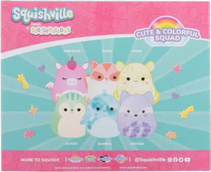 Squishville by Original Squishmallows Cute & Colourful Squad Plush - Six 2-Inch Squishmallows Plush Including Annalise, Duna, Fuyuki, Danika, Lemora, and Rayn - Toys for Kids