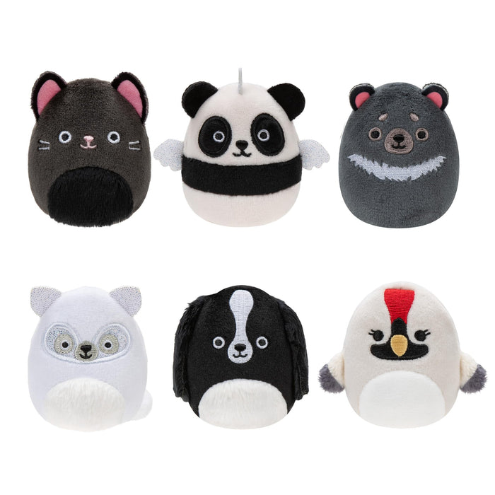 Squishville SQM0509-6er Pack Schwarz-Weiß Squad, superweiche Mini-Squishmallows, 5cm Plüschfiguren