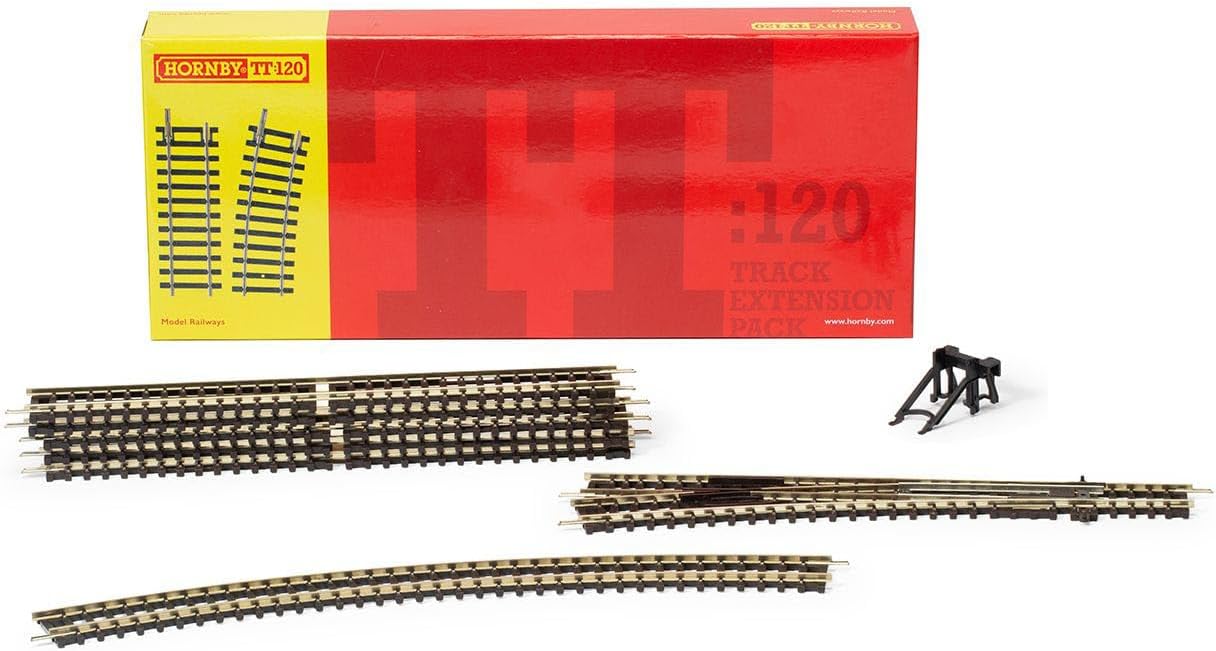 Hornby TT8031 TT Gauge Track Pack 2 Zusätzliche Gleise für Modelleisenbahn-Sets, Spielzeugeisenbahn-Gleisteile, beinhaltet: 6xTT8004, 1xTT8007, 1xTT8009, 3xTT8002, 1 x TT8010 – Maßstab 1:120