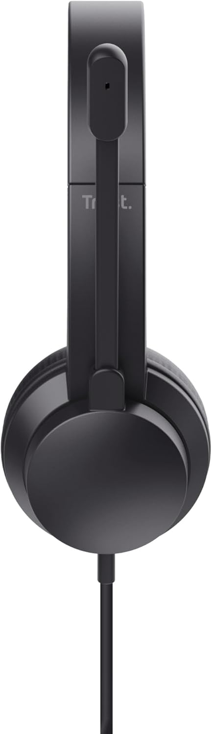 Trust Ayda On-Ear PC Headset with Mic 3.5mm, Lightweight Design, Adjustable Headband, 1.8m Cable, Wired Headphones with Microphone for Computer, Laptop, Desktop, Mac, Home Office, Zoom, Teams - Black