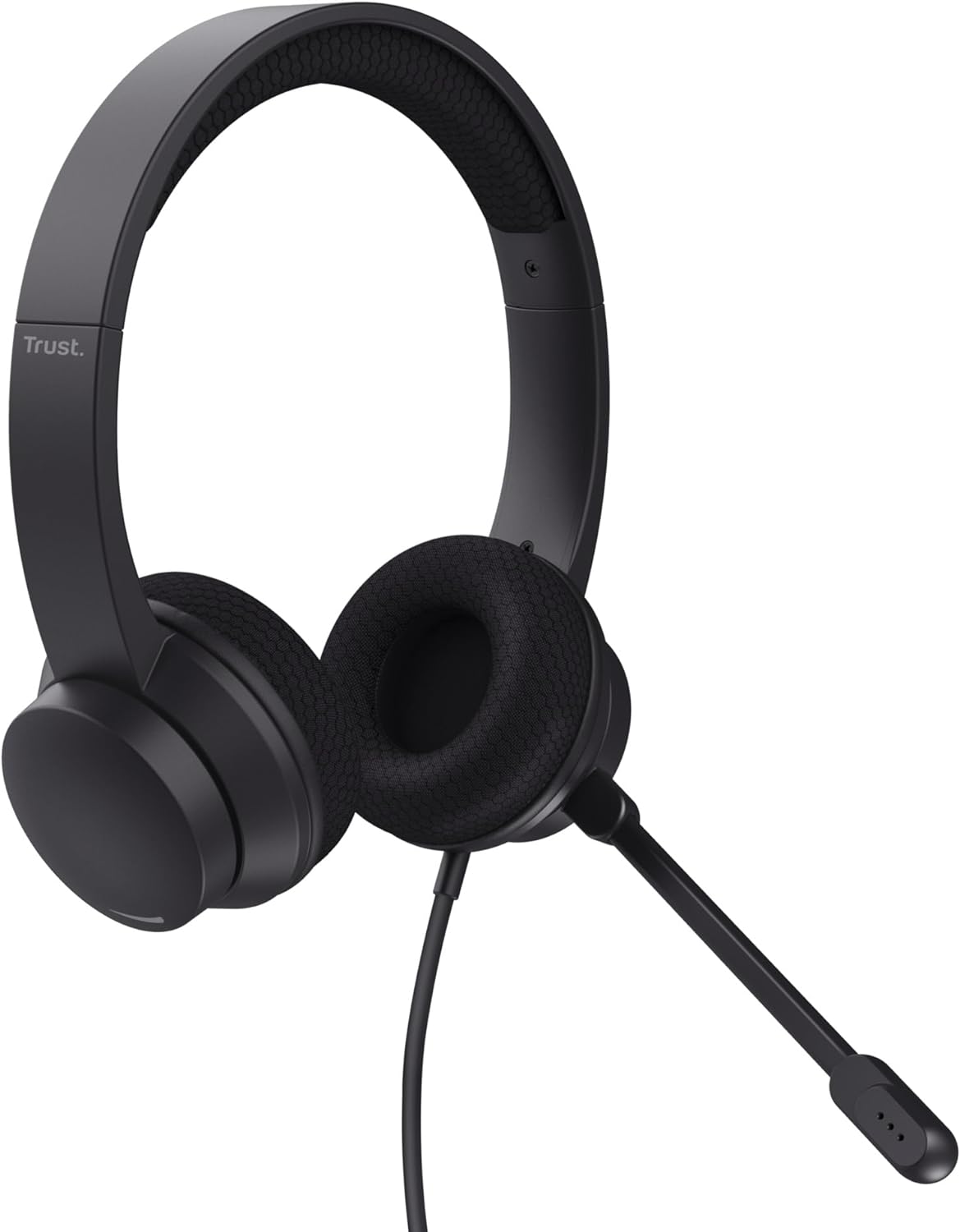 Trust Ayda On-Ear USB PC Headset with ENC Noise Cancelling Microphone, Lightweight Design, 65% Recycled Plastic, 1.8m Cable, Wired USB C Headphones with Mic for Computer, Laptop, Mac, Teams - Black