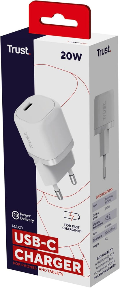 MAXO 20W USB-C CHARGER WHITE