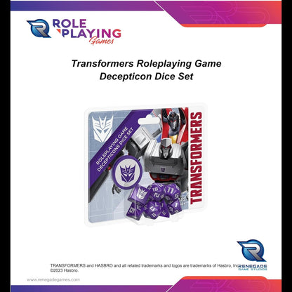 Renegade Game Studios: Transformers RPG Decepticon Dice Set - 8 Pieces - Roleplaying Game Accessory, Designed for The Essence20 Roleplaying System