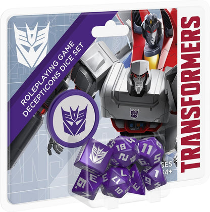 Renegade Game Studios: Transformers RPG Decepticon Dice Set - 8 Pieces - Roleplaying Game Accessory, Designed for The Essence20 Roleplaying System
