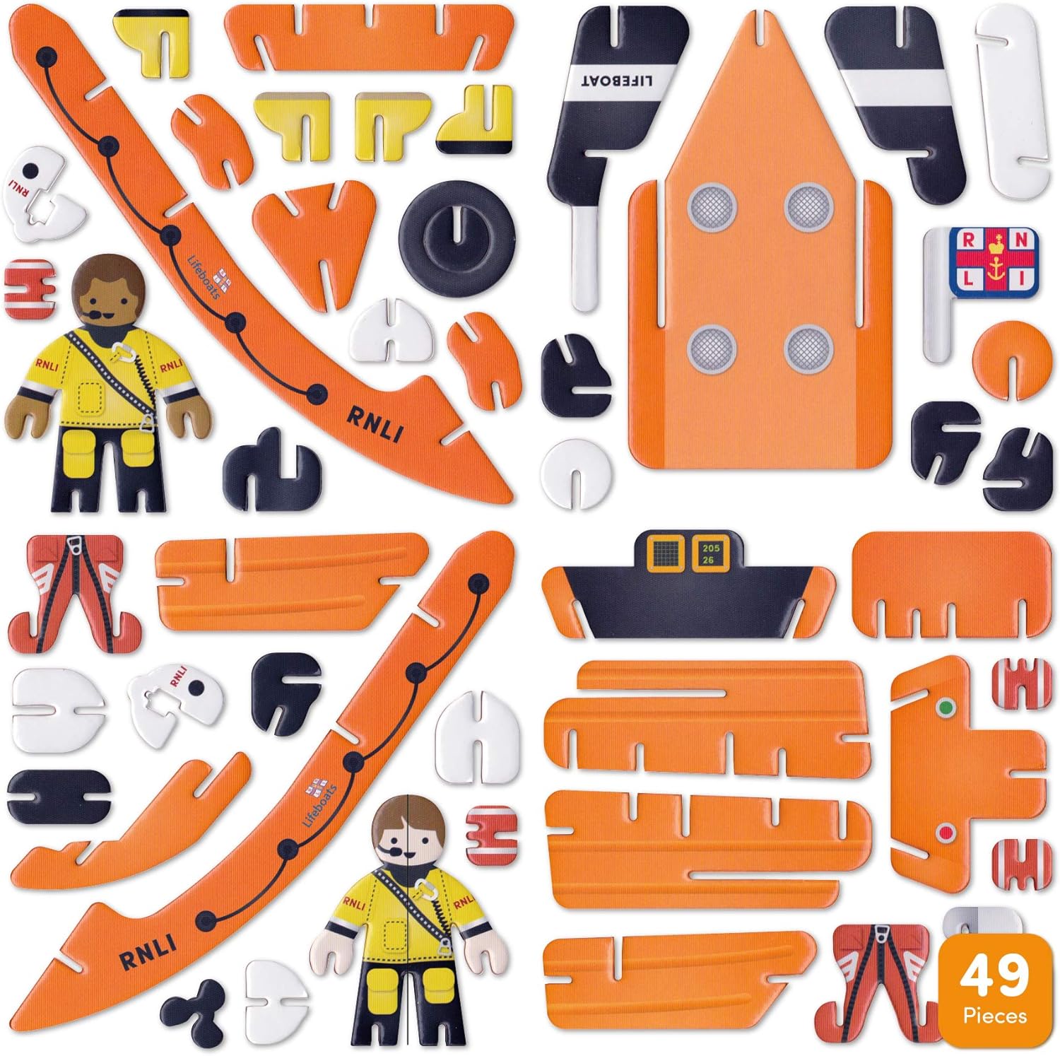 PLAYPRESS RNLI Childrens Toy Lifeboat Playset. This Eco Friendly Kids Toy Playset Contains 2 Toy RNLI Volunteers and RNLI Toy Boat
