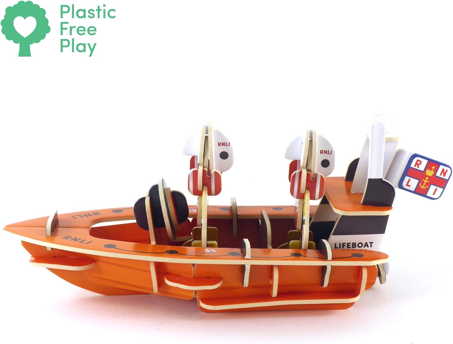 PLAYPRESS RNLI Childrens Toy Lifeboat Playset. This Eco Friendly Kids Toy Playset Contains 2 Toy RNLI Volunteers and RNLI Toy Boat