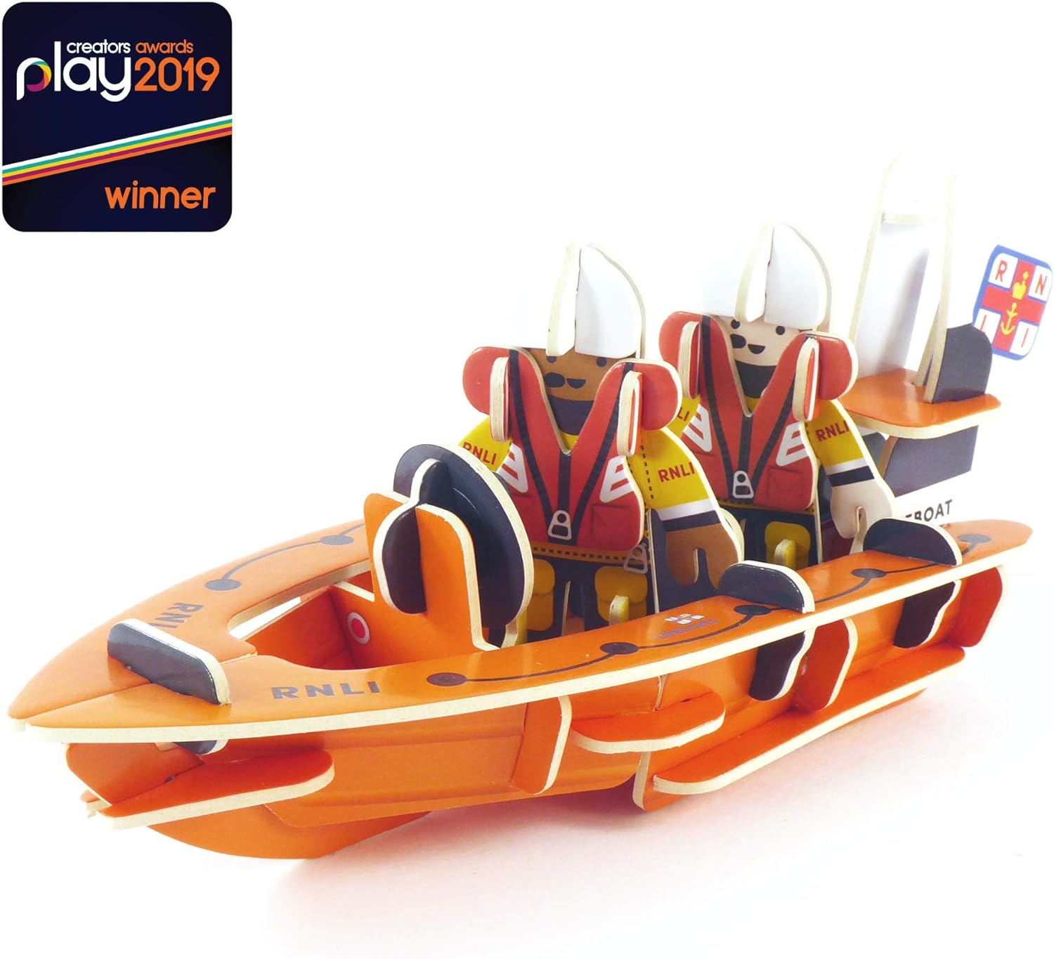 PLAYPRESS RNLI Childrens Toy Lifeboat Playset. This Eco Friendly Kids Toy Playset Contains 2 Toy RNLI Volunteers and RNLI Toy Boat
