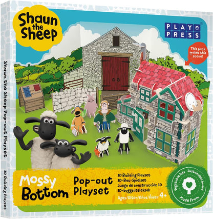 PLAYPRESS Shaun The Sheep Mossy Bottom Pop-out Playset. Includes Farmers House, Characters