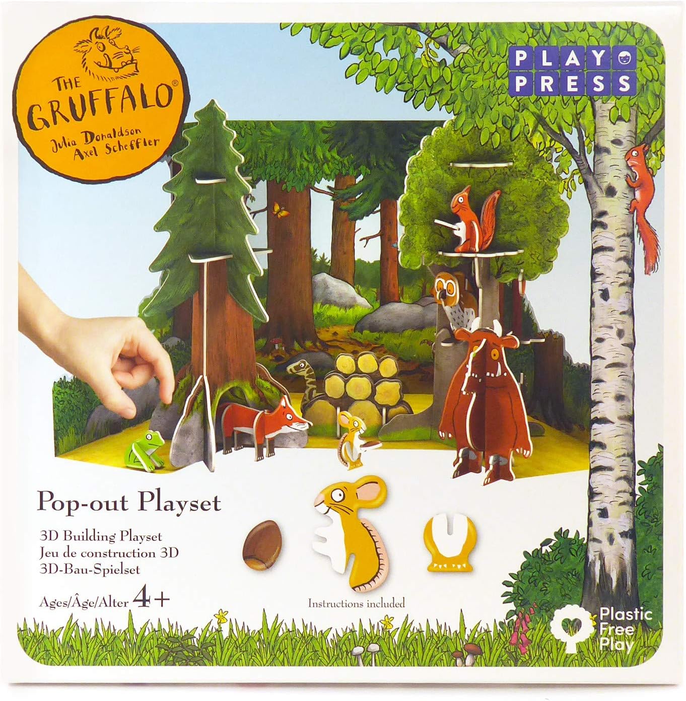 PLAYPRESS The Gruffalo Pop-out Playset - Gruffalo Toy Set Based on the Book by Julia Donaldson and Axel Scheffler - Eco-Friendly Building Toys - Easy Storage - Construction Toys for Ages 4+