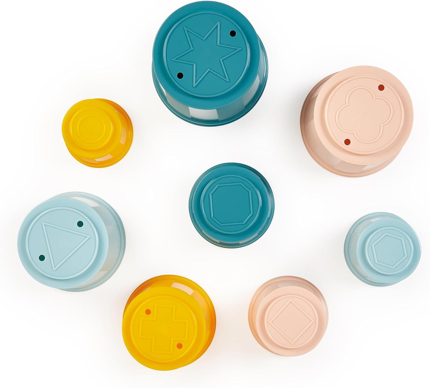 Ecoiffier - Tower of Stackable Cups, Pastel Colours, Fine Motor Skills for Boys Girls from 6 Months (7600007911