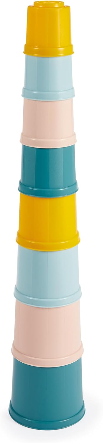 Ecoiffier - Tower of Stackable Cups, Pastel Colours, Fine Motor Skills for Boys Girls from 6 Months (7600007911
