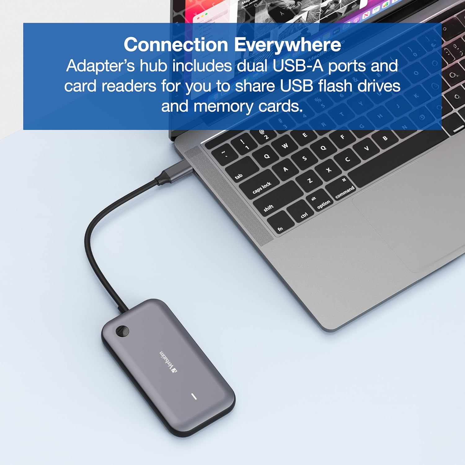 Verbatim Share My Screen USB-C Wireless Display Adapter 1080P with Hub WDA-01