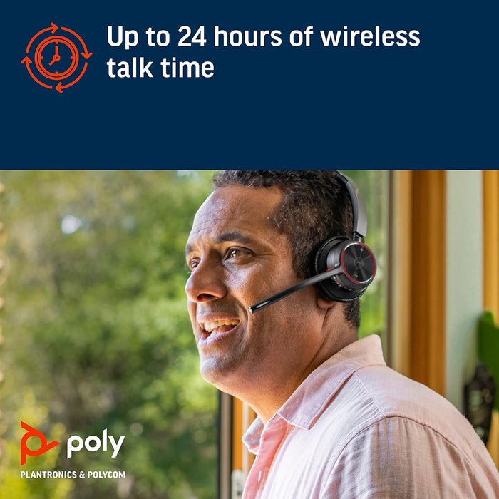 Poly - Voyager 4320 UC Wireless Headset (Plantronics) - Headphones with Boom Mic - Connect to PC/Mac via USB-A Bluetooth Adapter, Cell Phone via Bluetooth - Works with Teams, Zoom & More