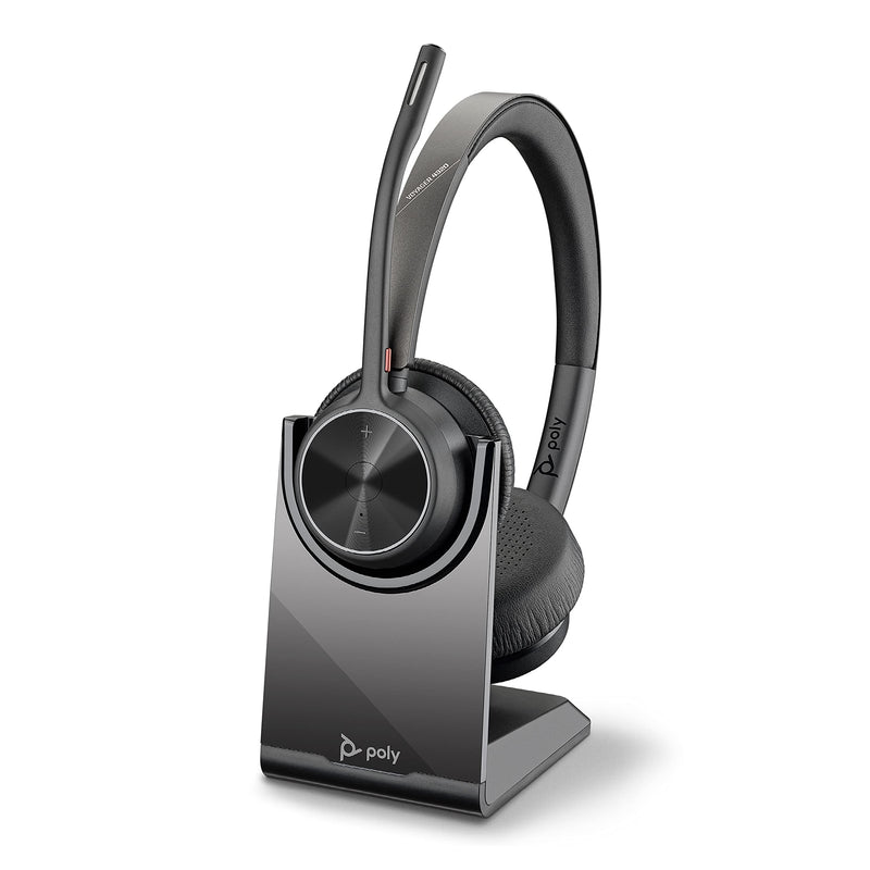 Poly - Voyager 4320 UC Wireless Headset + Charge Stand (Plantronics) - Headphones with Boom Mic - Connect to PC/Mac via USB-C Bluetooth Adapter, Cell Phone via Bluetooth - Works with Teams, Zoom &More