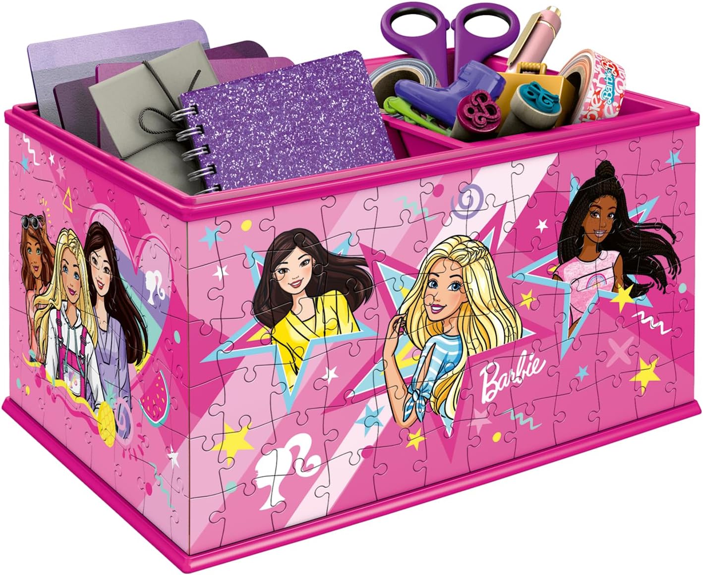 Ravensburger - Puzzle 3D Boite de rangement - Pot à crayons - Barbie - A partir de 8 ans - 216 pièces numérotées à assembler sans colle - Accessoires de finition inclus - 11584