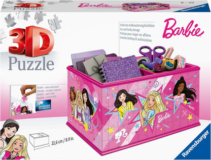 Ravensburger - Puzzle 3D Boite de rangement - Pot à crayons - Barbie - A partir de 8 ans - 216 pièces numérotées à assembler sans colle - Accessoires de finition inclus - 11584