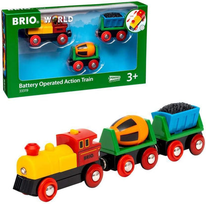 BRIO World Battery Operated Action Train for Kids Age 3 Years Up - Wooden Railway Set Add On Accessories
