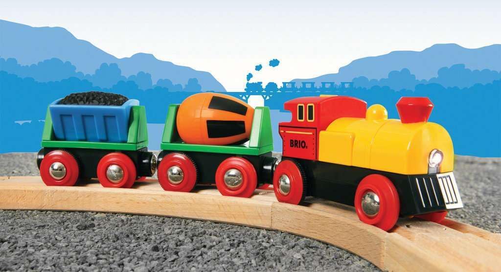 BRIO World Battery Operated Action Train for Kids Age 3 Years Up - Wooden Railway Set Add On Accessories