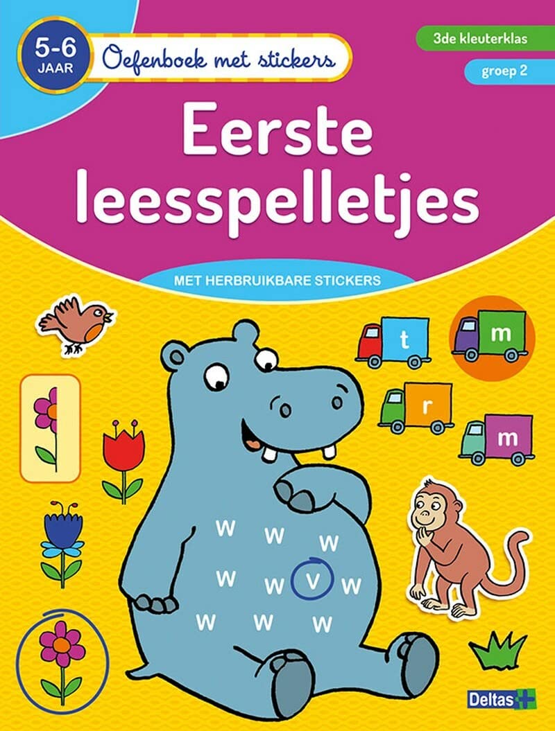 Oefenboek met stickers - Eerste leesspelletjes (5-6 j.): 5-6 jaar - 3de kleuterklas - groep 2 (Oefenboek met stickers, 0