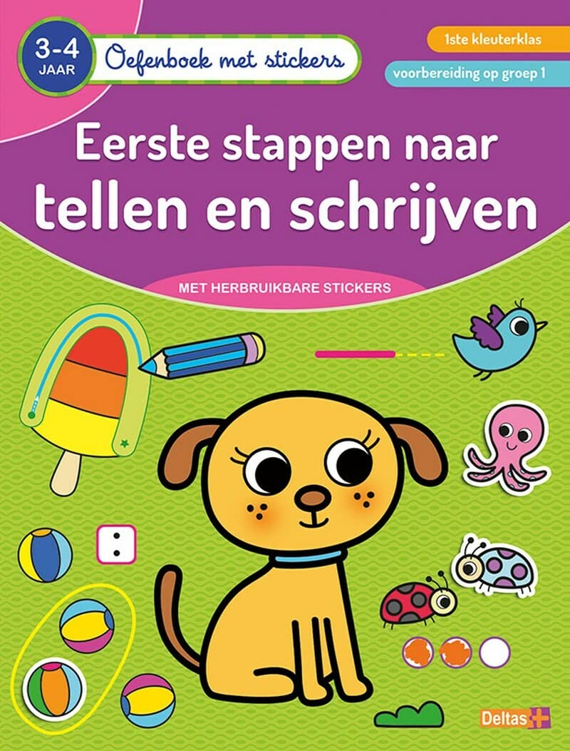 Oefenboek met stickers - Eerste stappen naar tellen en schrijven (3-4 j.