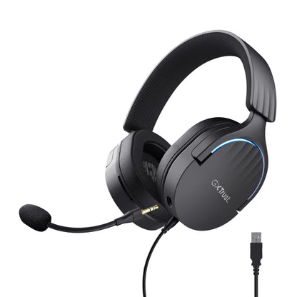 Trust Gaming GXT 490 Fayzo 7.1 USB Gaming Headset, 85% Recycled Plastics, Surround Sound, 50mm Drivers, 2m Cable, RGB Over-Ear Wired Headphones with Noise Canceling Microphone for PC - Black