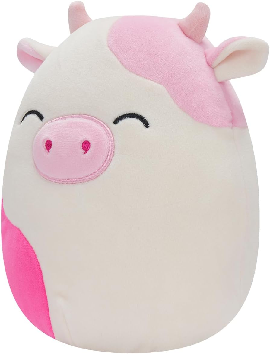 Squishmallows SQCR05470 16-Inch-Caedyn The Pink Spotted Cow with Closed Eyes, Multicolour