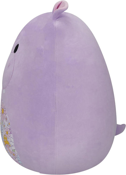Squishmallows SQCR05494 20-Inch-Hanna The Purple Hippo with a Floral Belly, Multicolour