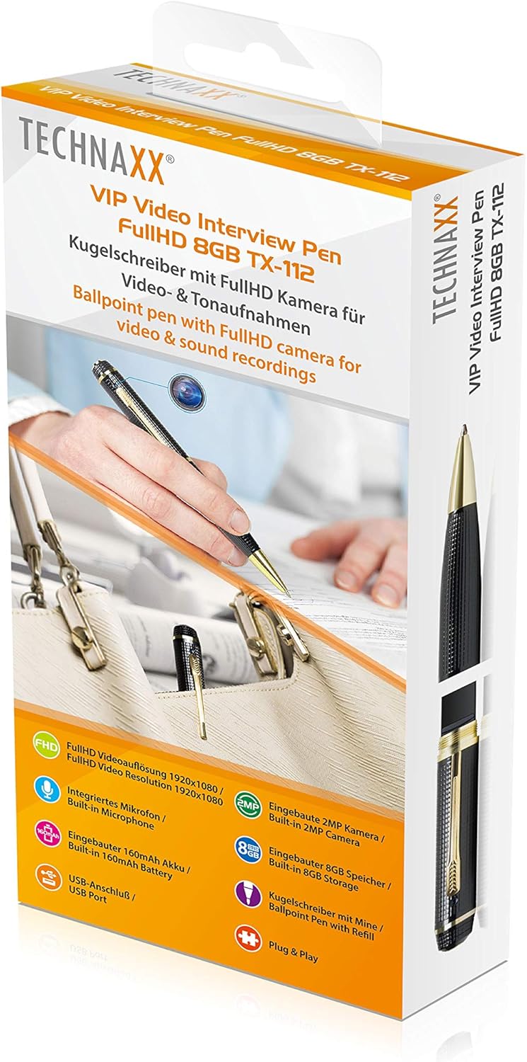Technaxx VIP Pen FullHD 8GB TX-112 Ballpoint Pen with FullHD Camera for Video and Sound Recording