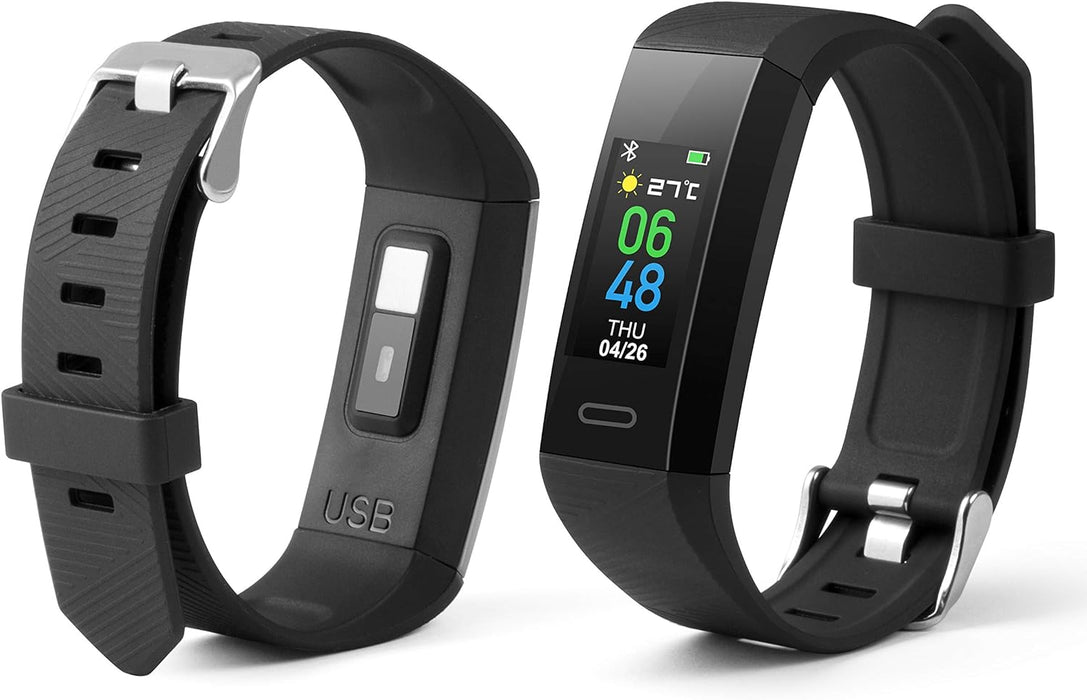 Technaxx Germany Bluetooth Fitness Tracker Exercise Watch Smart Band Activity Tracker with Temperature Heart Rate & Sleep Monitor TX-HR7