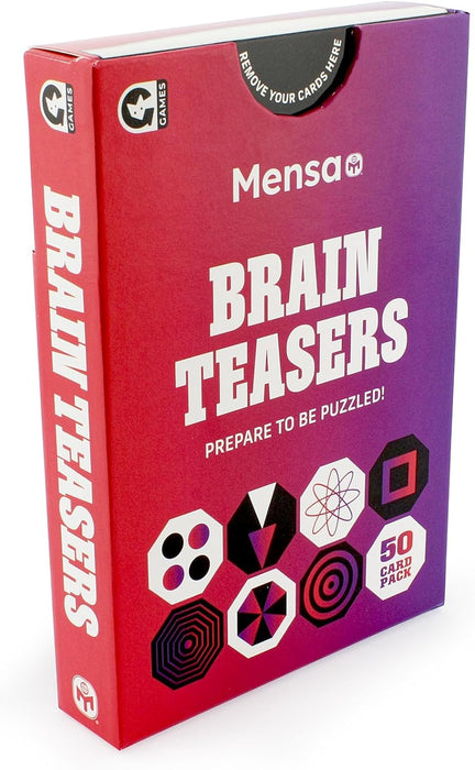 Ginger Fox Official Mensa Brainteasers Challenge Card Game - Prepare To Be Puzzled - Includes 50 Double-Sided Cards