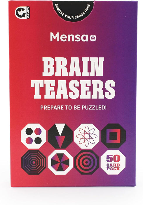 Ginger Fox Official Mensa Brainteasers Challenge Card Game - Prepare To Be Puzzled - Includes 50 Double-Sided Cards