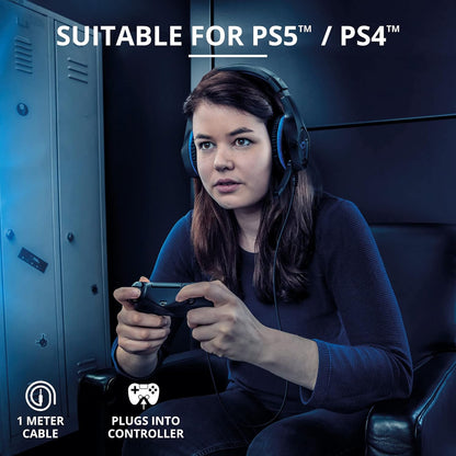 Trust Gaming Headset for Playstation 4 (PS4) and Playstation 5 (PS5) GXT 404B Rana with Microphone, Fold-away Mic and Adjustable Headband, Wired, 1 m Cable - Blue