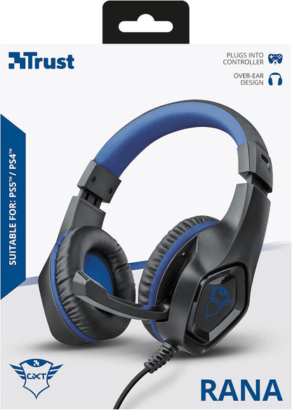 Trust Gaming Headset for Playstation 4 (PS4) and Playstation 5 (PS5) GXT 404B Rana with Microphone, Fold-away Mic and Adjustable Headband, Wired, 1 m Cable - Blue