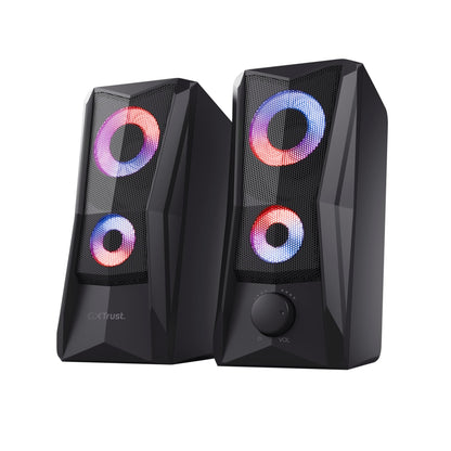 Trust Gaming GXT 606B Javv PC Speakers 2.0 with RGB Lights, 12W (6W RMS), 3.5 mm Jack, Metal Grille, USB Powered Gamer Sound System, Compact Stereo Computer Speakers for Desktop/Laptop