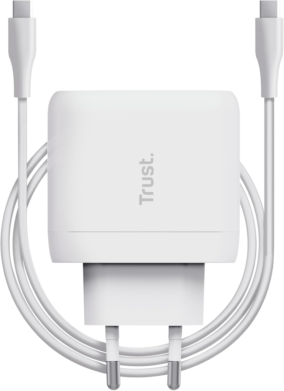 Trust Maxo Caricatore USB-C da 65W, 75% con Materiali Riciclati, Caricatore Rapido con Cavo USB-C da 2m, Adattatore di Alimentazione per iPhone, iPad, Samsung Galaxy, Smartphones, Tablets
