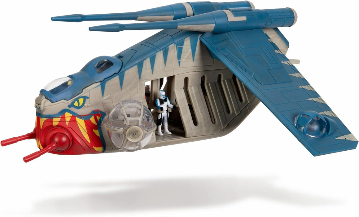 Star Wars Micro Galaxy Squadron Republic Gunship (Muunilinst-10) - 8-Inch Starfighter Class Vehicle with Three Micro Figure Accessoriesories
