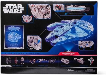 Star Wars Micro Galaxy Squadron SWJ0332 - Millennium Falcon, offizielles 22,5 cm Fahrzeug mit Licht, Sound und Figuren