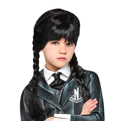 Rubie's Official Wednesday Addams Girls Wig, Kids Fancy Dress