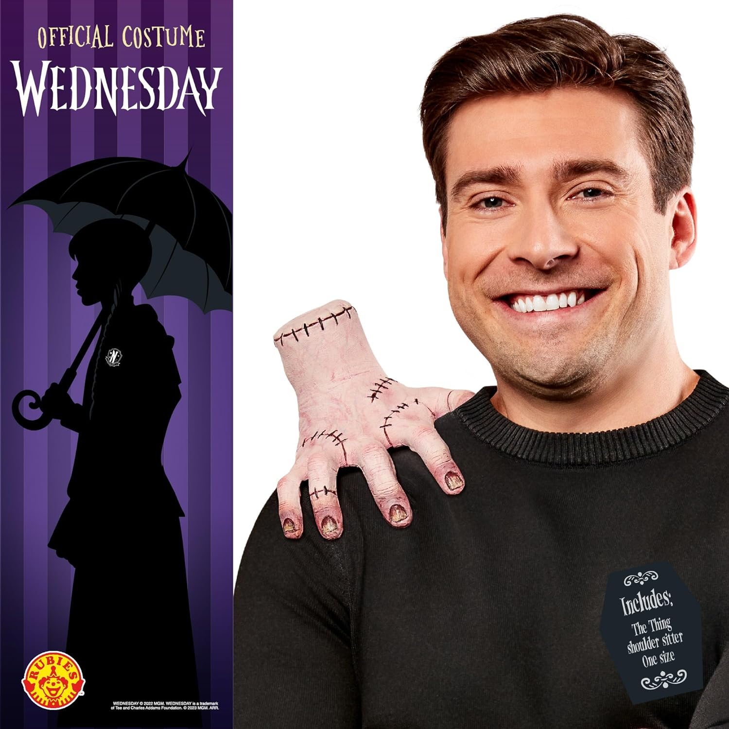 Rubie's Official Addams Family Wednesday Thing Shoulder Sitter With Magnetic Attachment, Fancy Dress Accessory And Prop