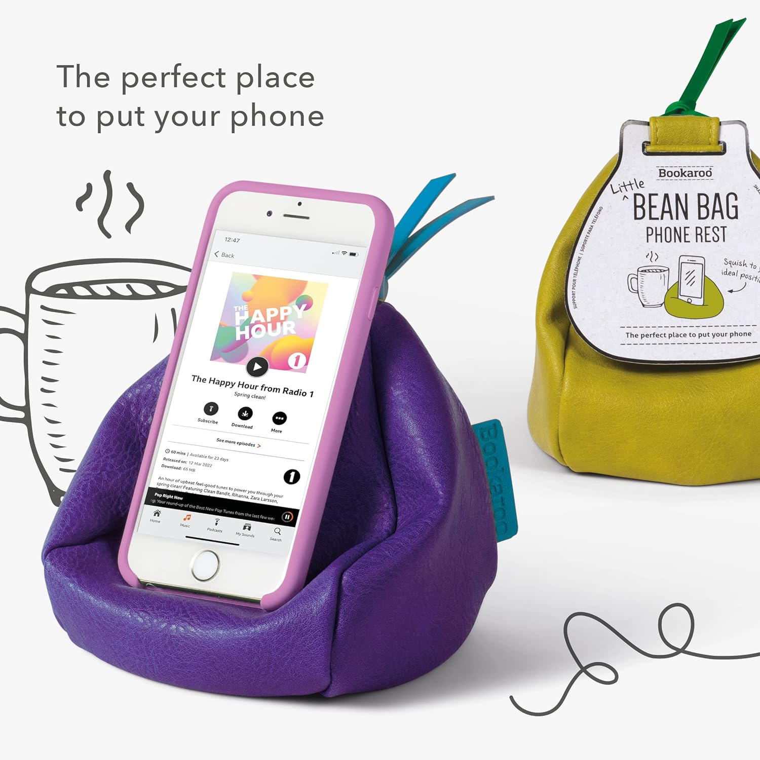 Bookaroo Little Bean Bag Phone Rest - Yellow, Phone Holder